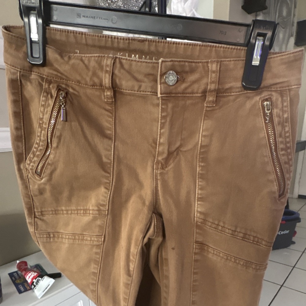White House Black Market Brown‎ Twill Slim Straight Skimmer Pants Zipper Pockets